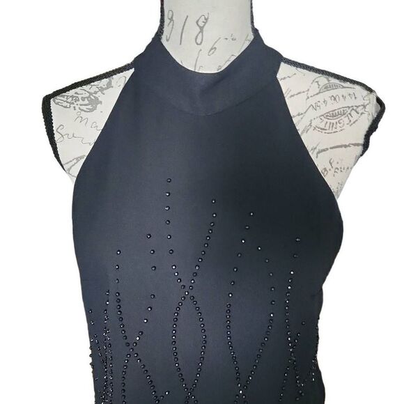 J.R. Nites by Caliendo Ladies Black Strappy Beaded Halter Top - Size 10 - Picture 4 of 8